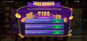 Free Bonus in teen patti master